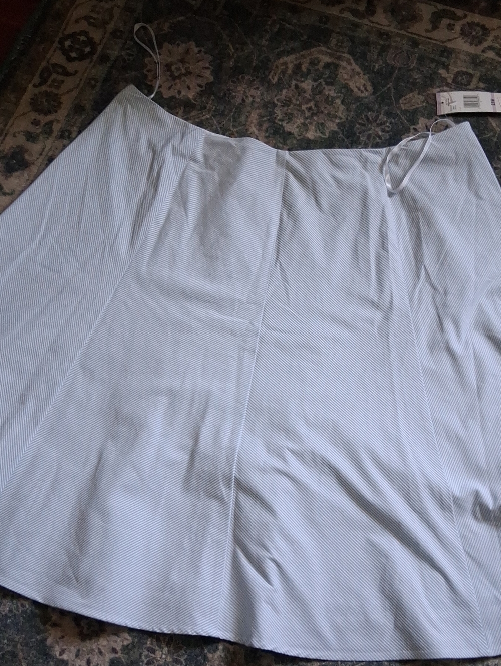 Jones New York Light Blue and White Striped A-Line Skirt